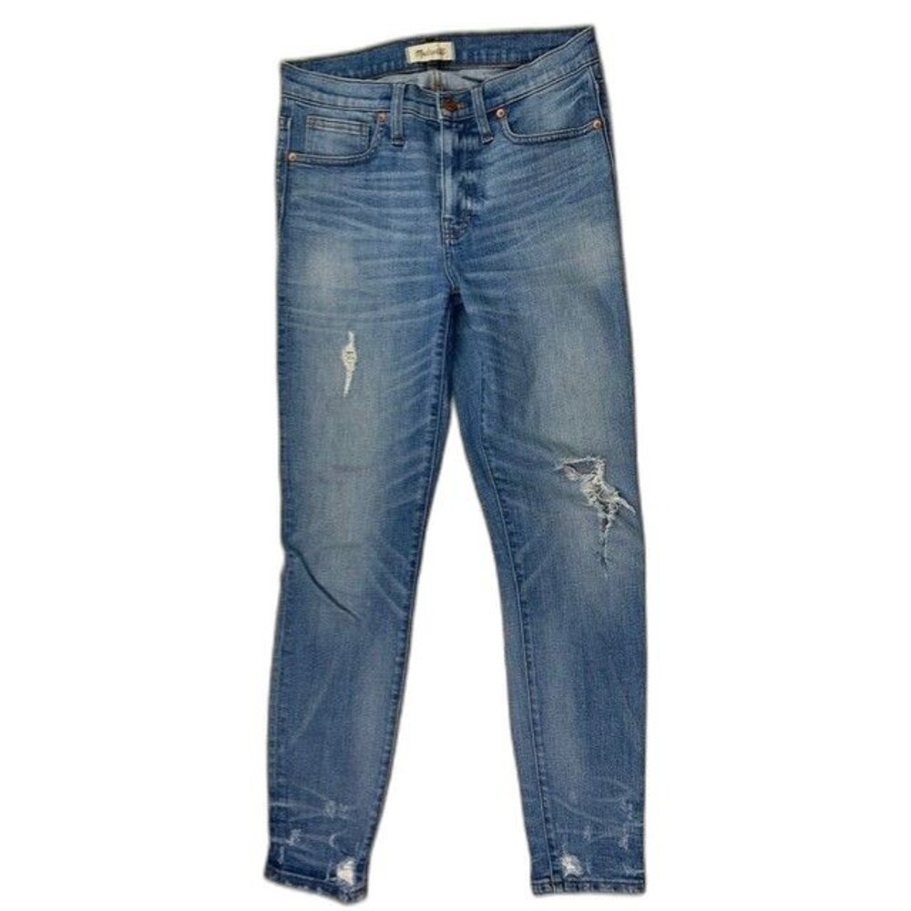 Madewell Size 27 Womens Jeans 9" High Rise Skinny Stretch Distressed